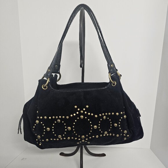 Lucidity Bag Y2K Black Studded Faux Suede Goth Punk Faux Leather - Picture 1 of 13